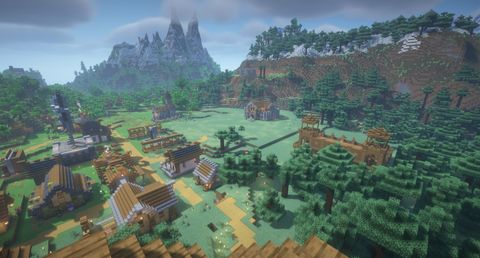 숲과 산 사이에 자리한 던클리프의 정착지